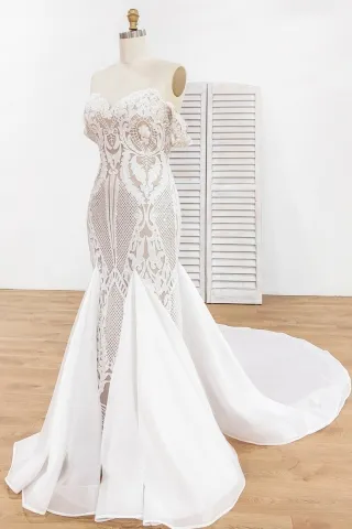 unique white sequin chiffon godet dress
