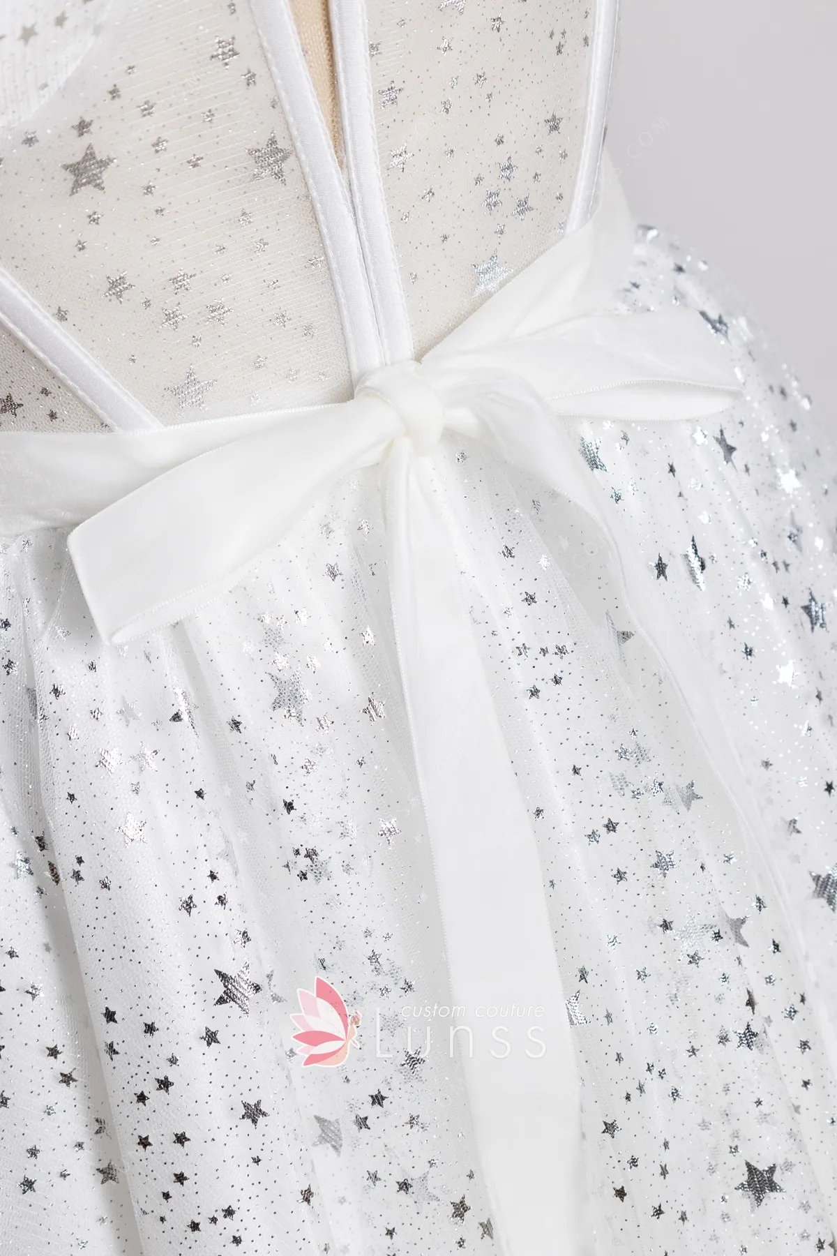 A-line Tulle Tiered Stitching Glitter Short Dress Silver