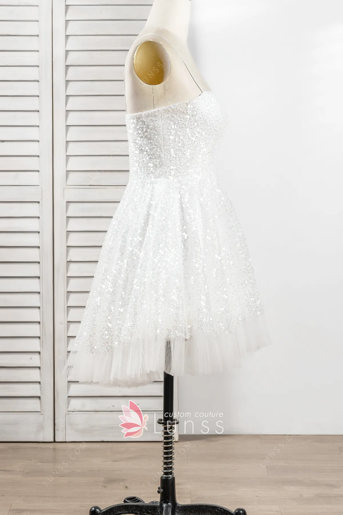 Aurora Spark Sequin Mini Dress White main image 1