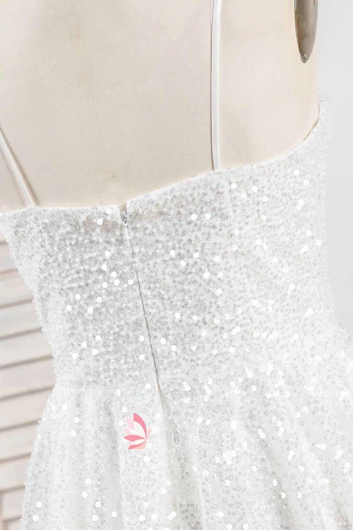 Sparkly Ivory White Glitter Sequin Short Dress Lunss — free download
