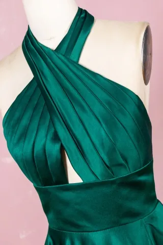 dark green halter neckline