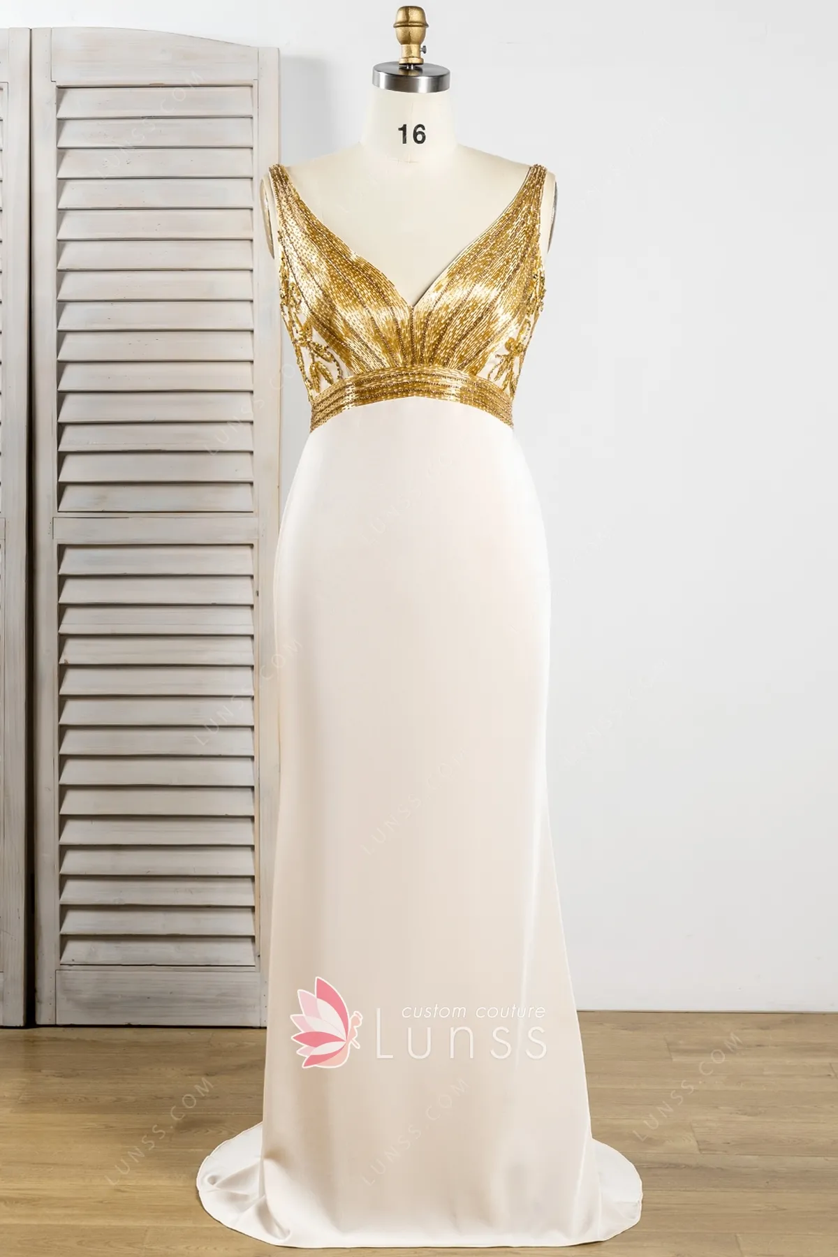Champagne gold infinity long pleated dress