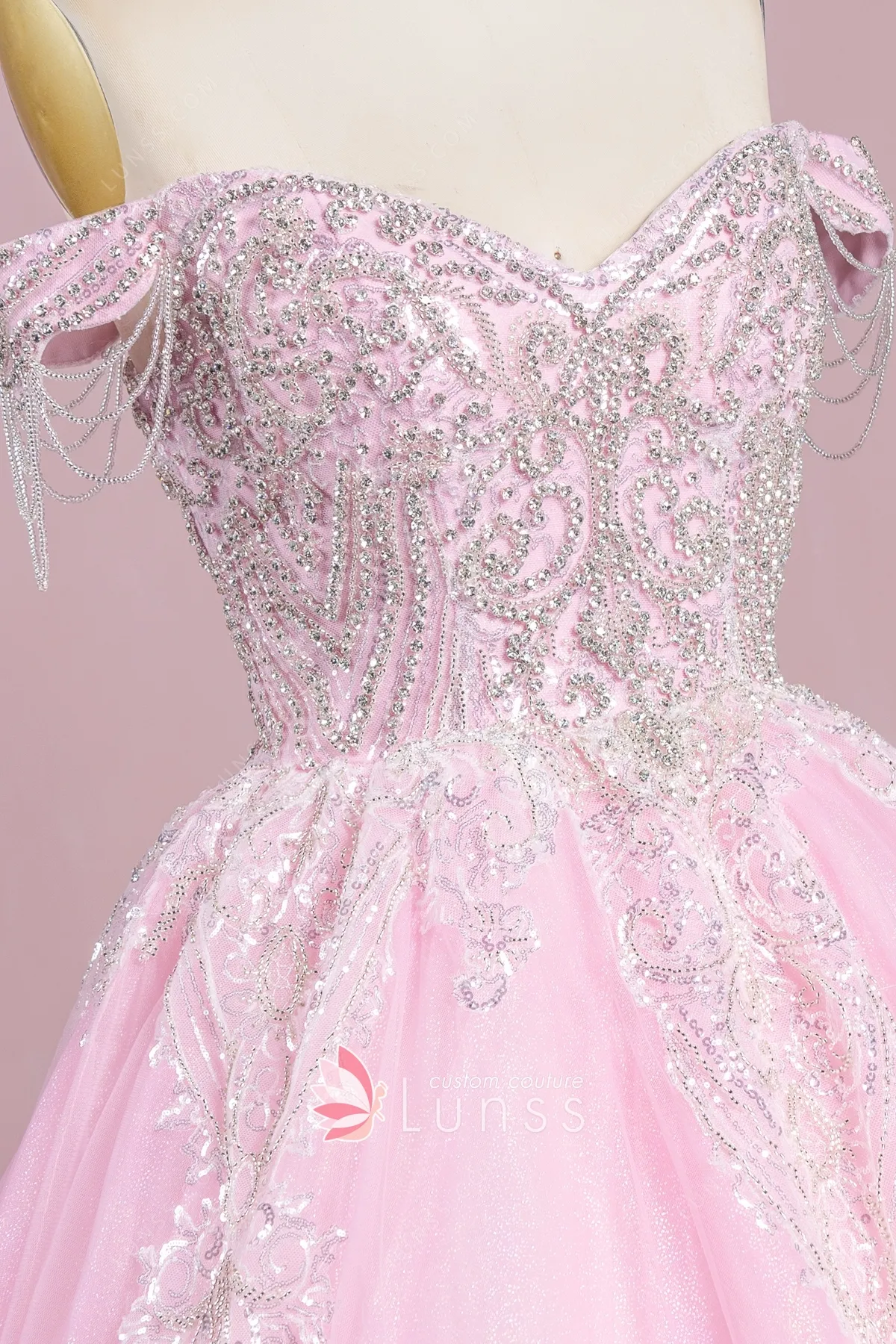Structured Bodice Belted A-Line Formal Dress Candy Pink