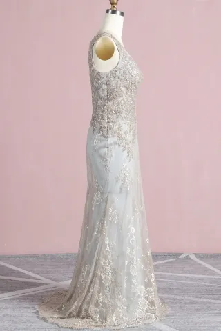 sequin lace vintage mermaid evening gown