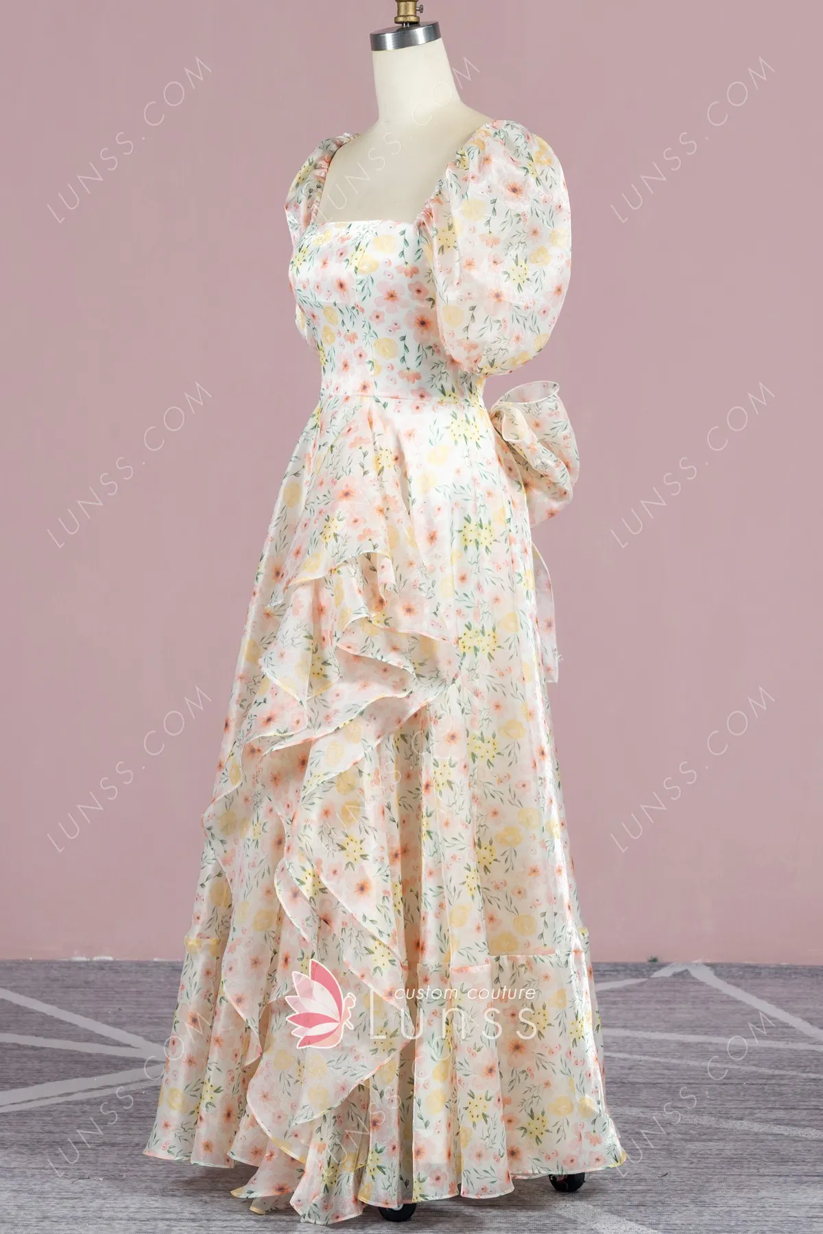 floral print ruffled chiffon dress floral print ruffled chiffon dress