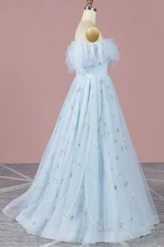 fairytale stars sequinned ice blue dress