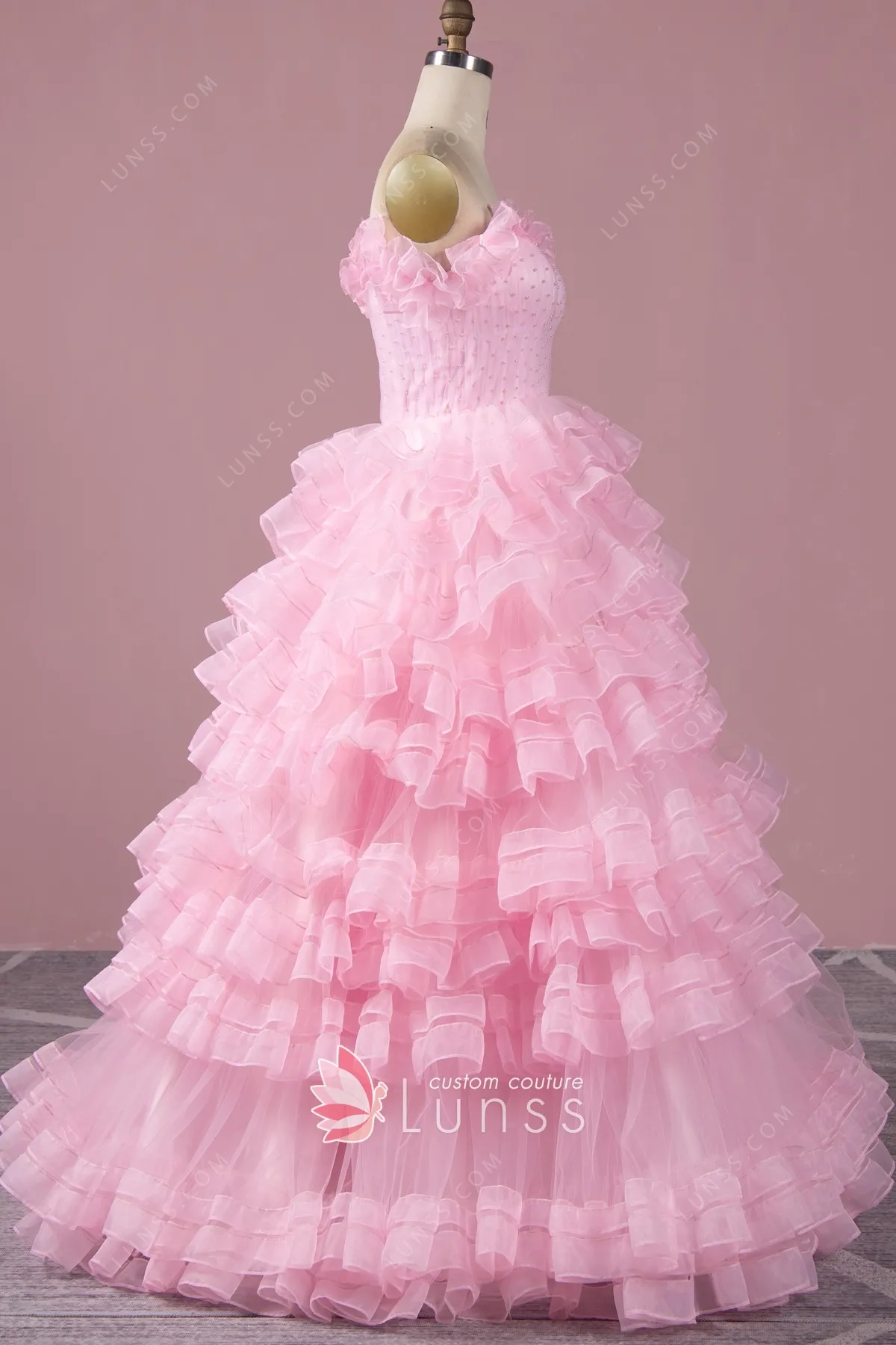 Crop Top Princess Ruffles Skirt Two Piece Formal Prom Dress Long Ball Gown main image 1