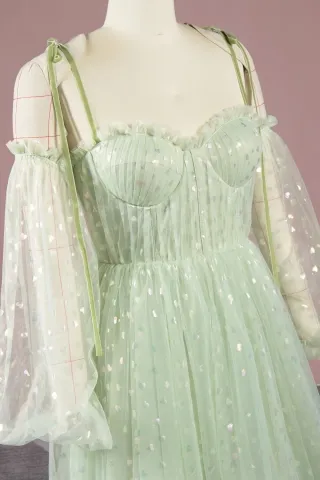 ruffled sweetheart corset mint green party dress