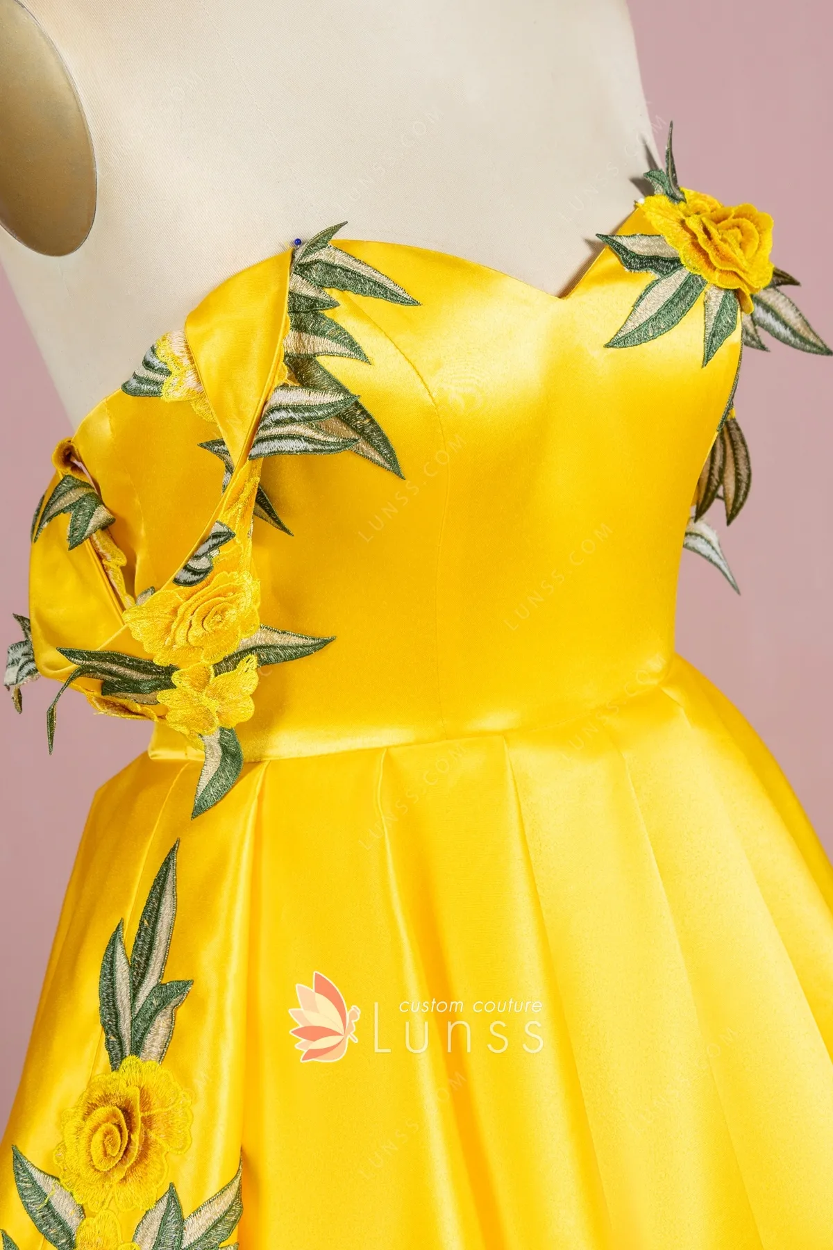 Lemon Yellow Floral Asymmetrical Dress main image 0