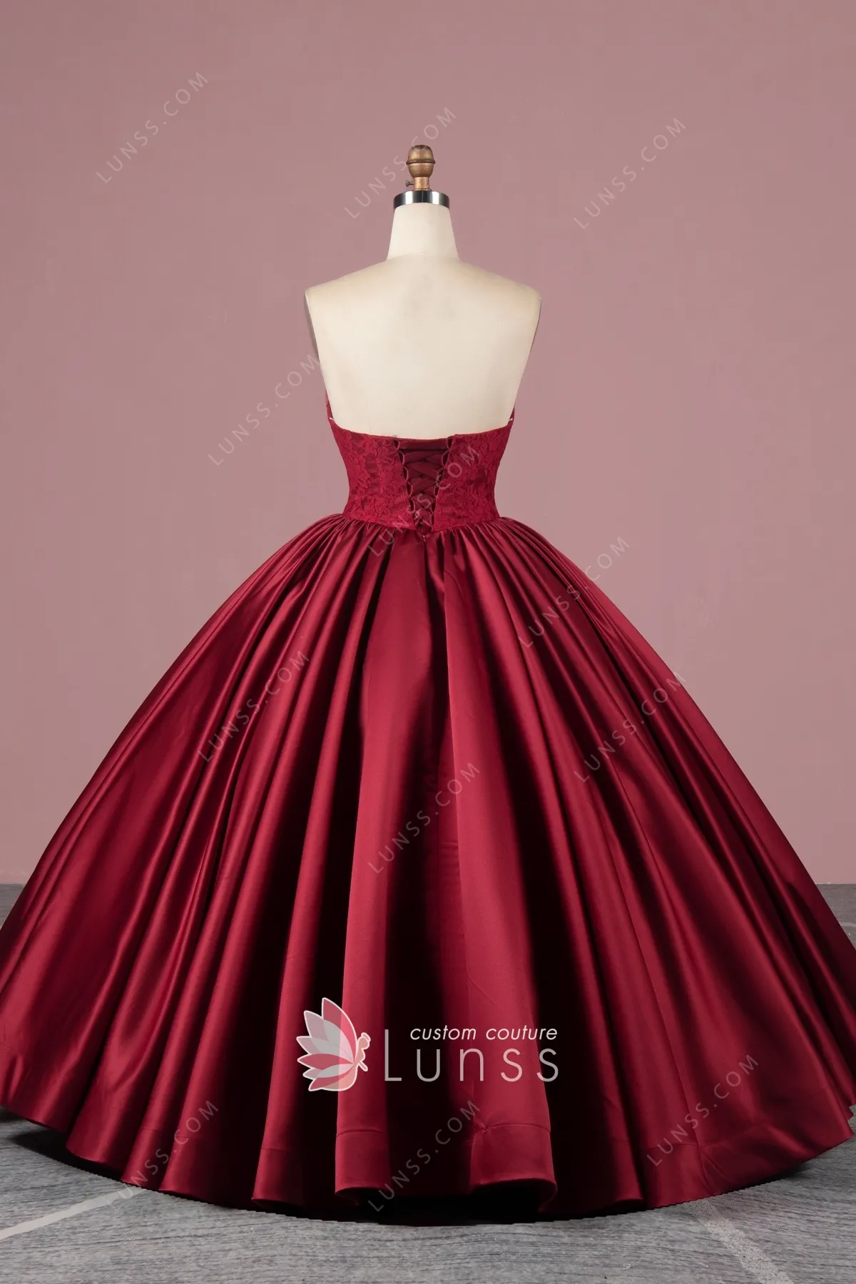 burgundy ball gown wedding dresses for bride sweetheart neck beaded lu –  inspirationalbridal