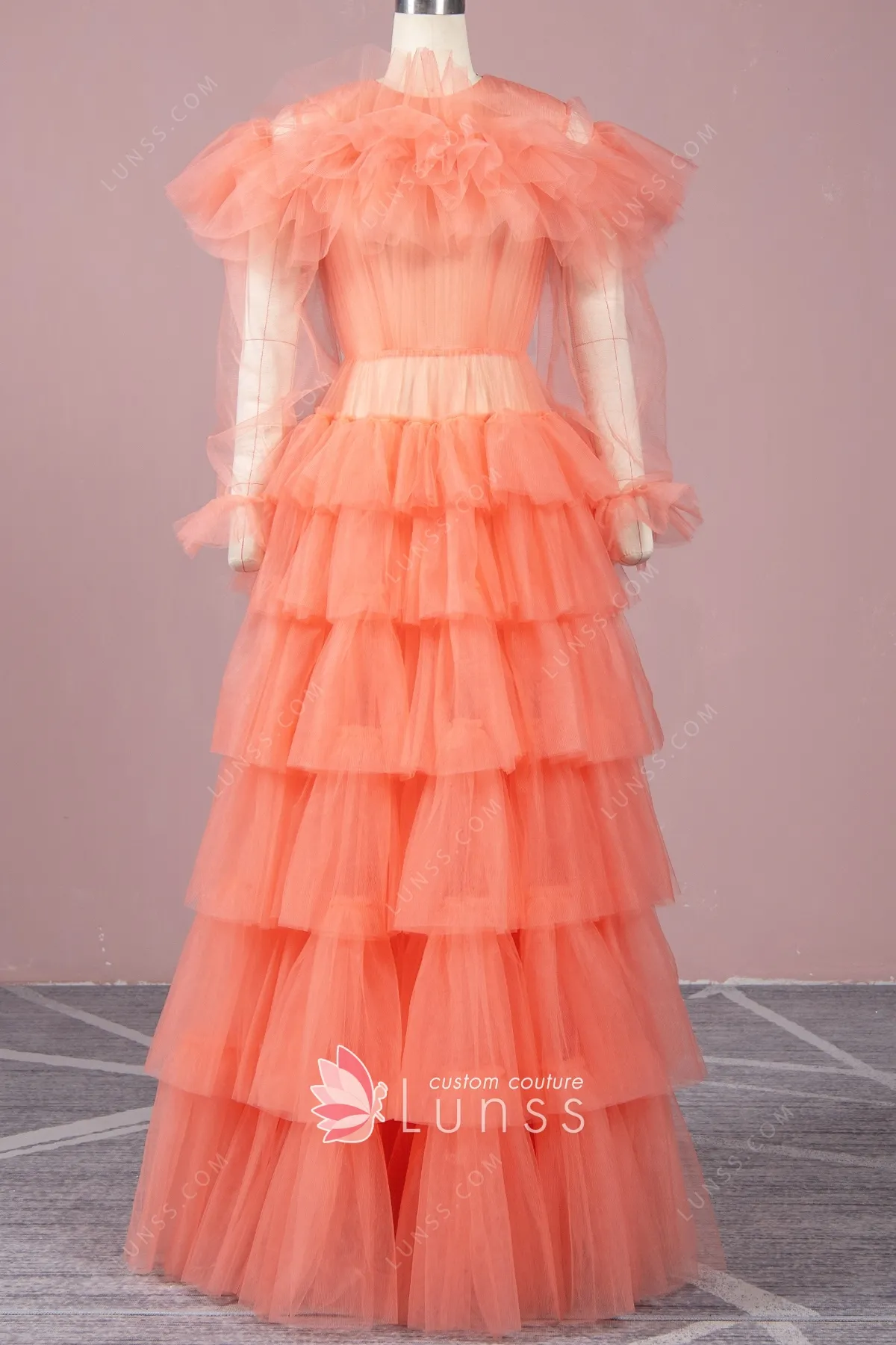 Peach Gold Star Tulle