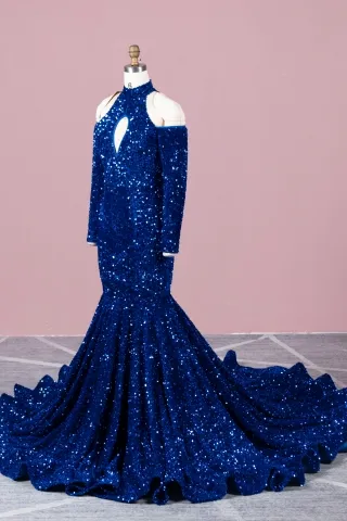 royal blue 5mm sequin mermaid prom dress