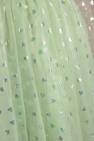 iridescent heart pattern mint dress