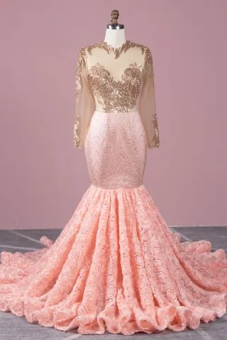 rose gold sequin 3d rosette African American prom dress