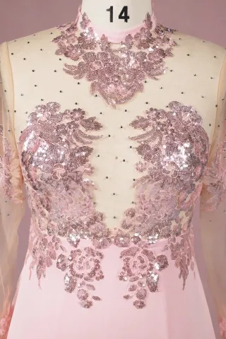 beaded illusion sequin lace top