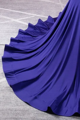 purple spandex long train dress