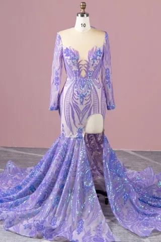 shimmering iridescent lavender sequin unique prom dress