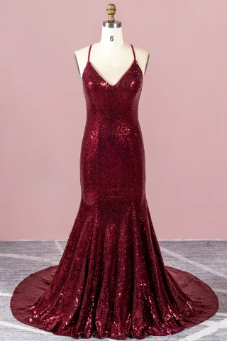 solid burgundy sequin mermaid long military ball dress