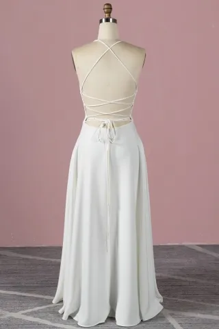 spaghetti strap back long satin dress