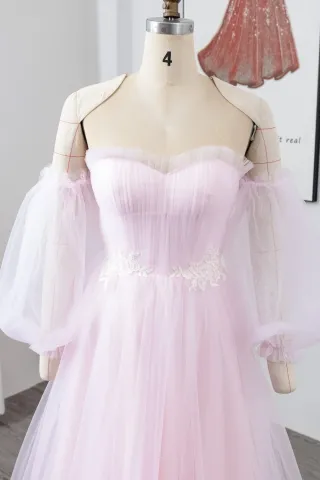 baby pink pleated tulle princess dress
