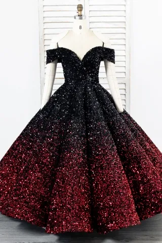 stunning black red sequin quinceanera prom ball gown