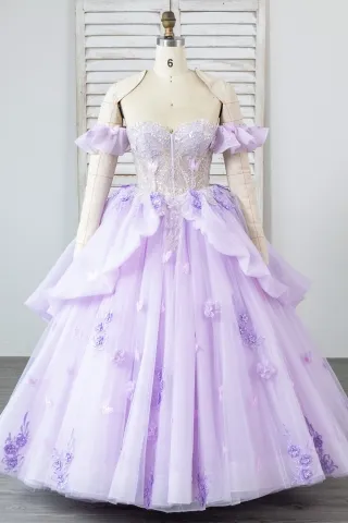fairy lavender flowers butterflies sweet 16 ball gown