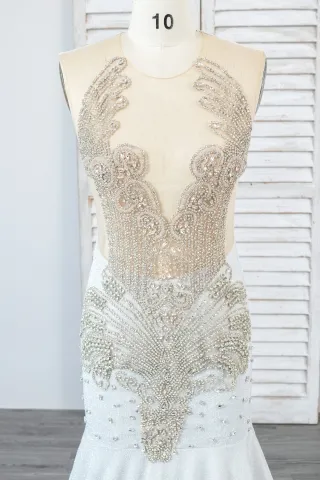 unique beading bodice prom dress
