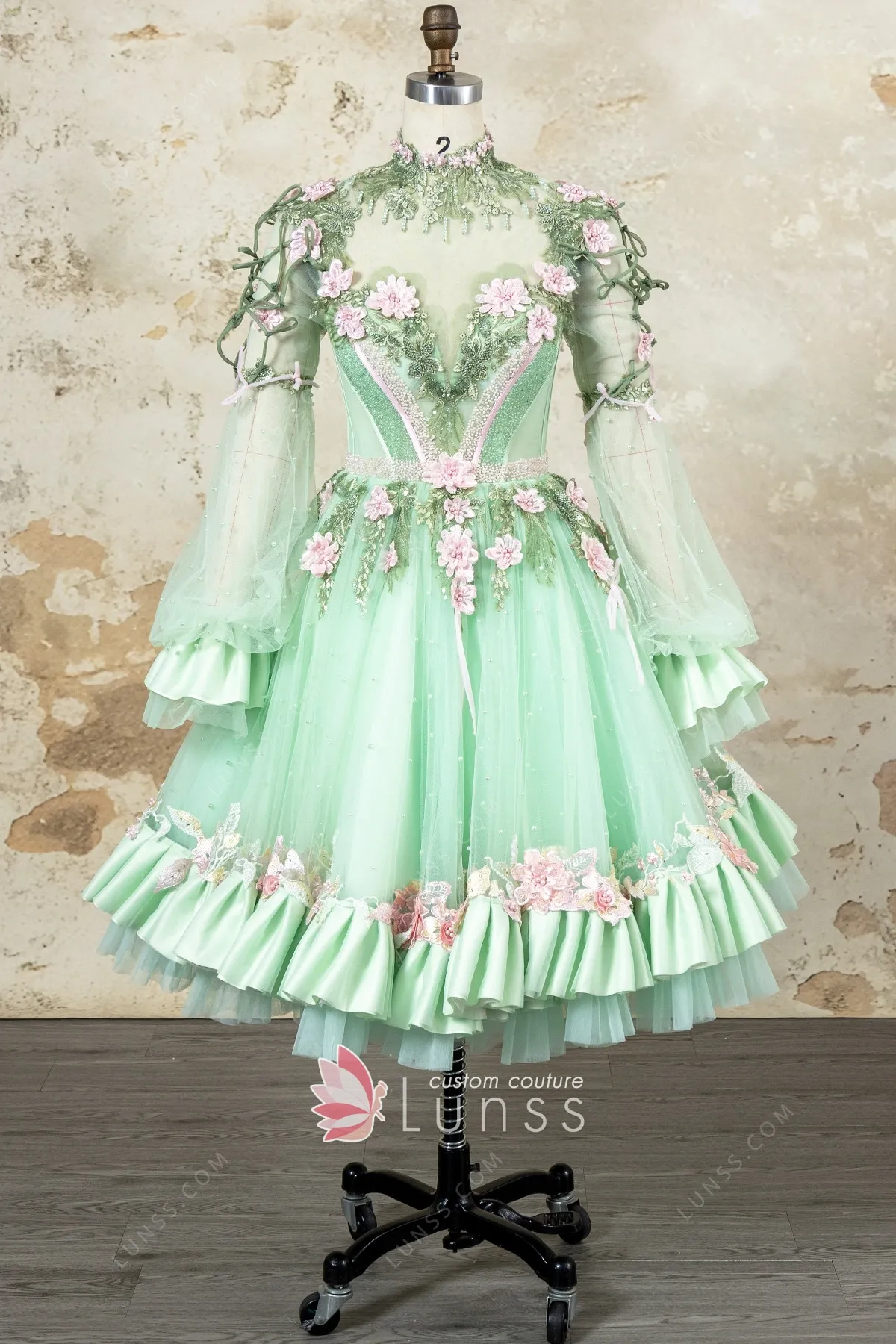 fairy mint green pink blossoms beaded midi sweet 16 dress fairy mint green pink blossoms beaded midi sweet 16 dress