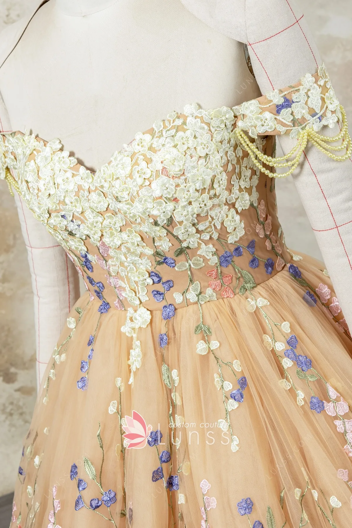 off the shoulder 3d flower lace prom gown off the shoulder 3d flower lace prom gown