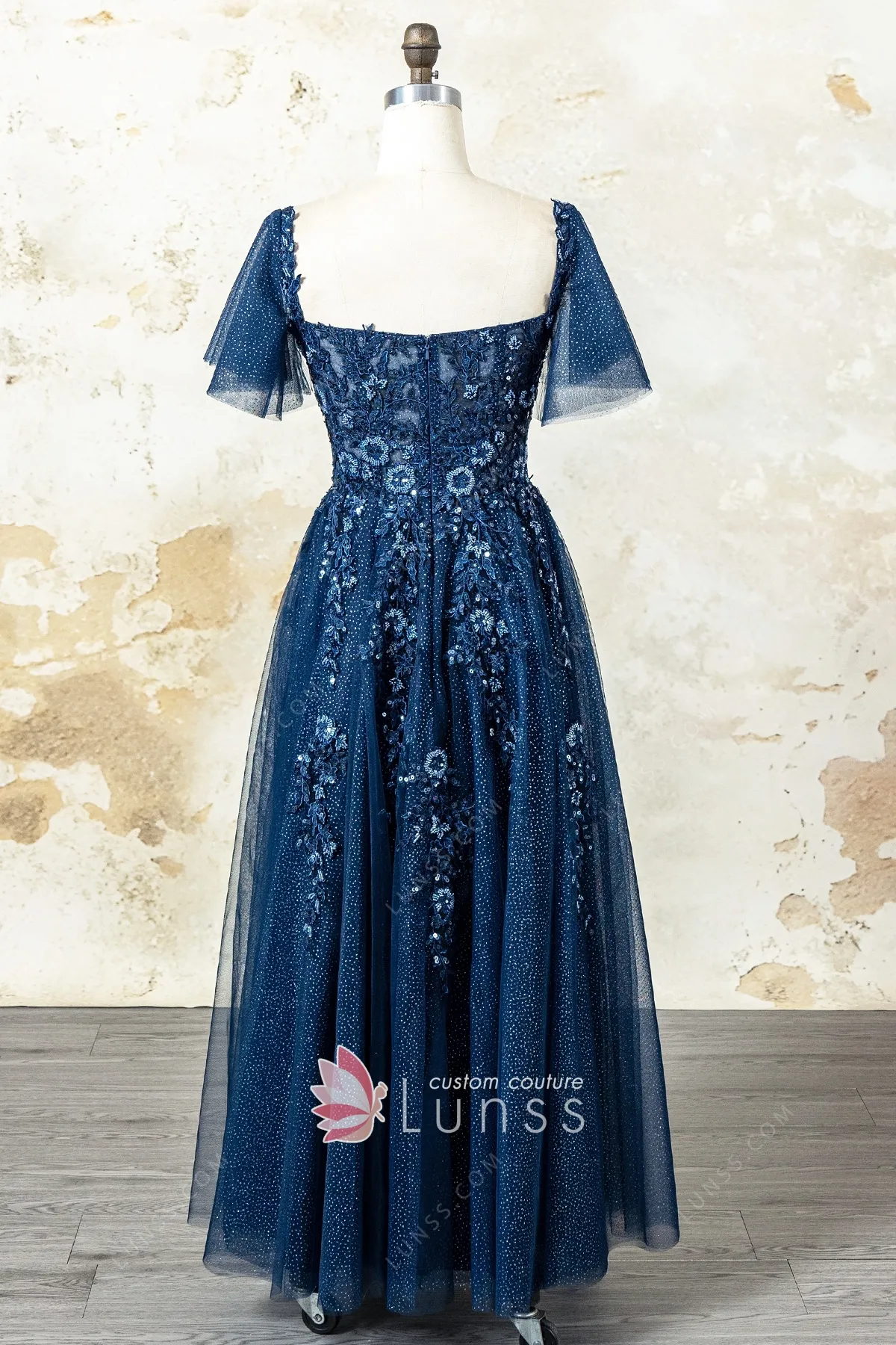navy blue A line prom dress navy blue A line prom dress