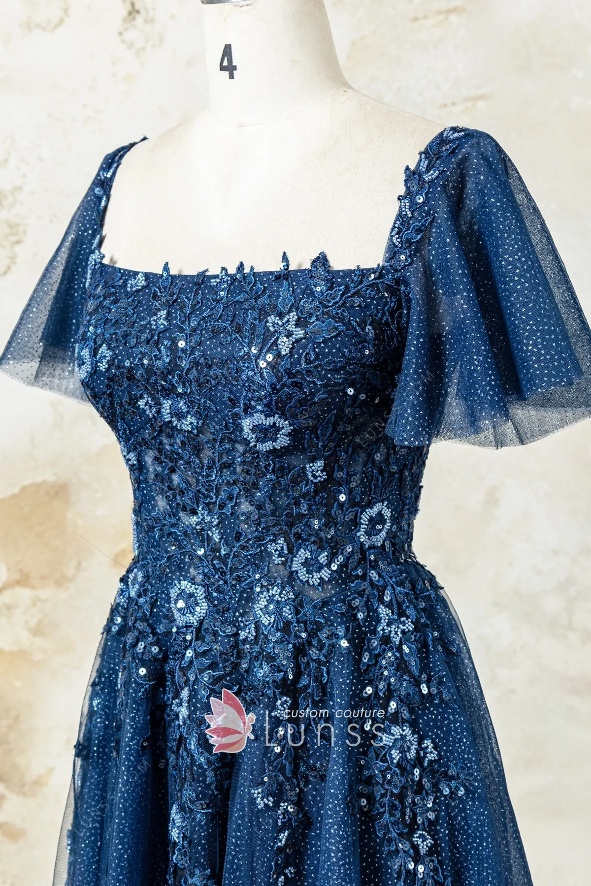 romantic square neck and flutter sleeves romantic square neck and flutter sleeves