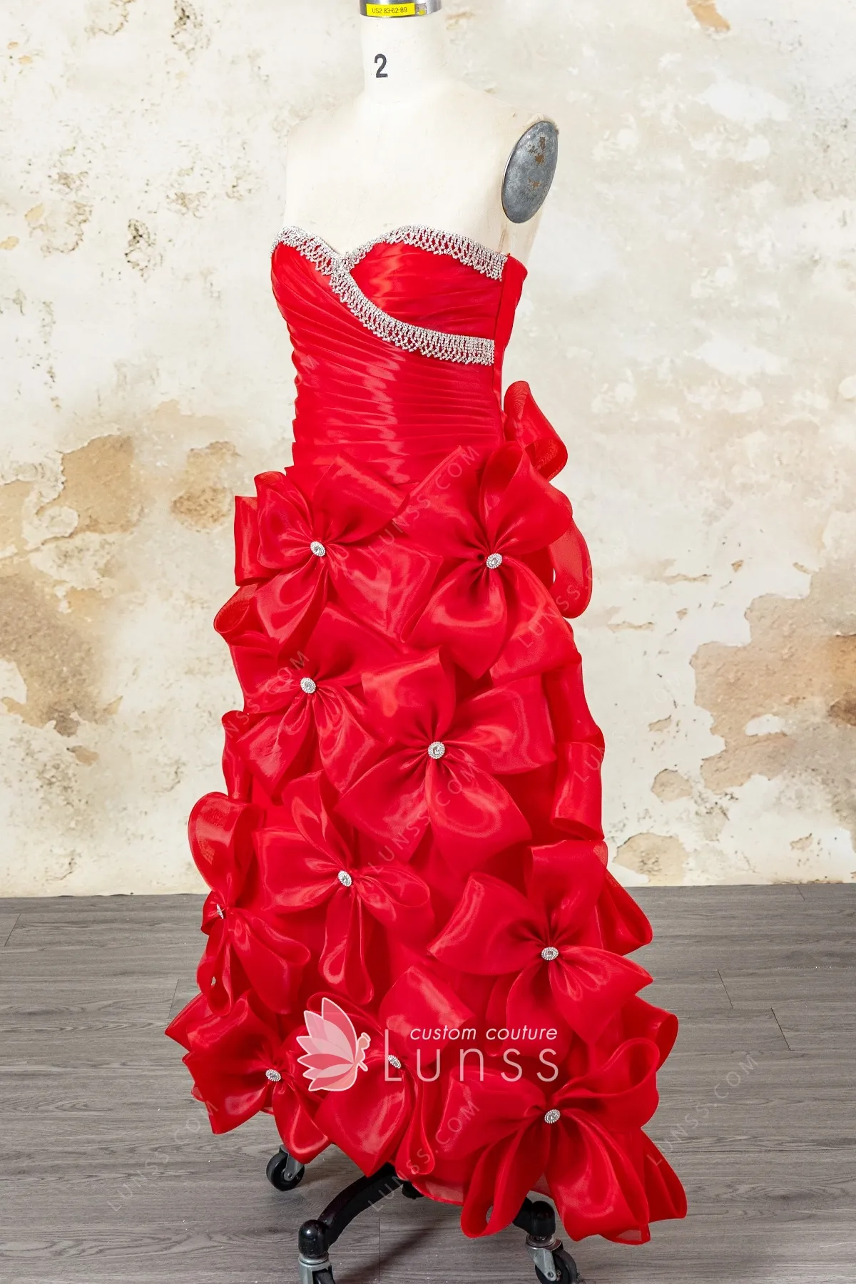 beaded sweetheart neck red organza dress beaded sweetheart neck red organza dress