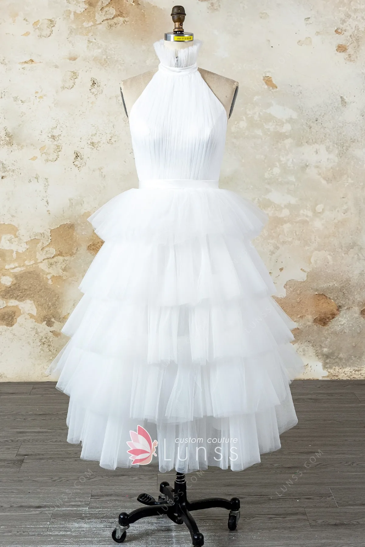chic halter tiered tulle ankle length bridal party dress chic halter tiered tulle ankle length bridal party dress