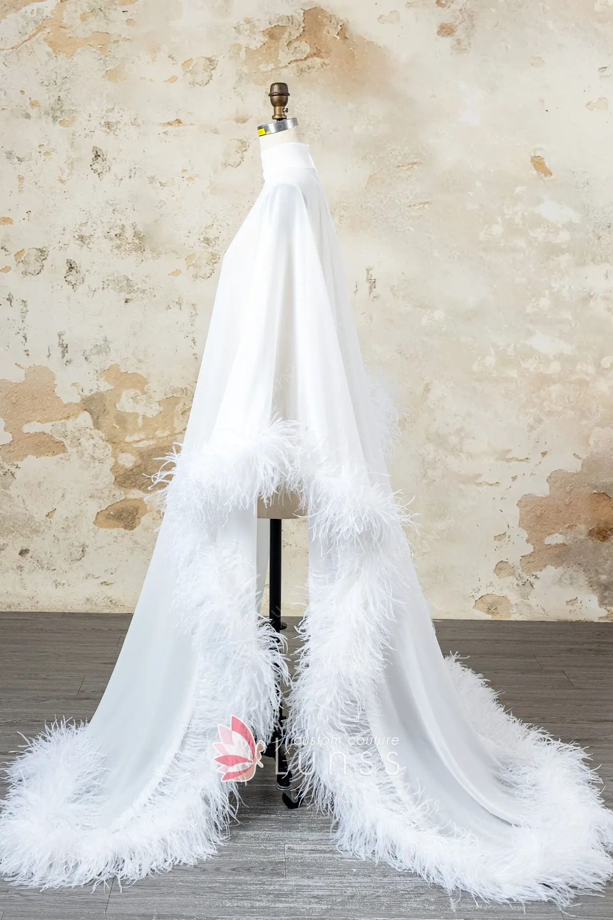 feather trimmed chiffon bridal robe feather trimmed chiffon bridal robe