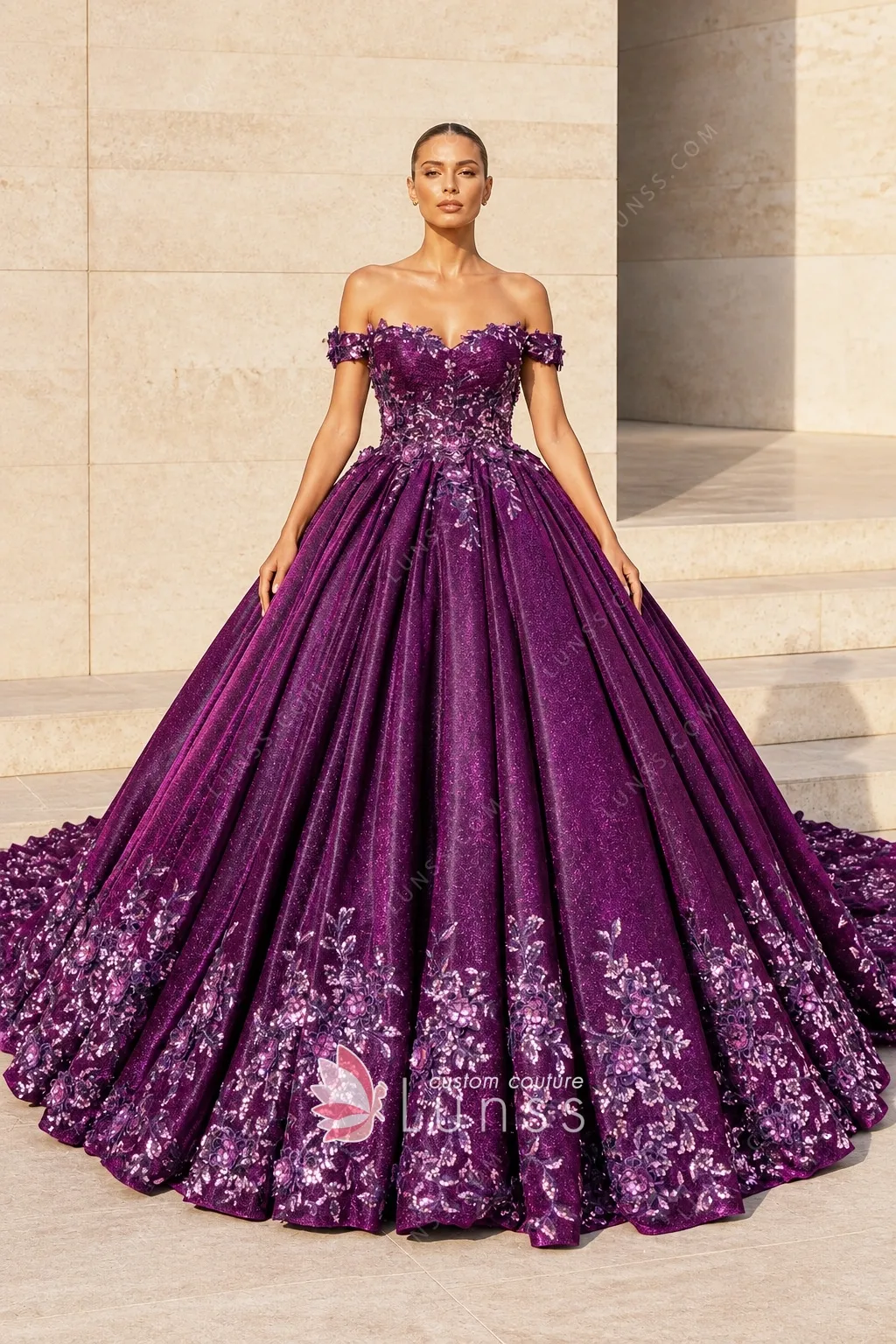 glitter plum lurex quinceaera dress glitter plum lurex quinceaera dress