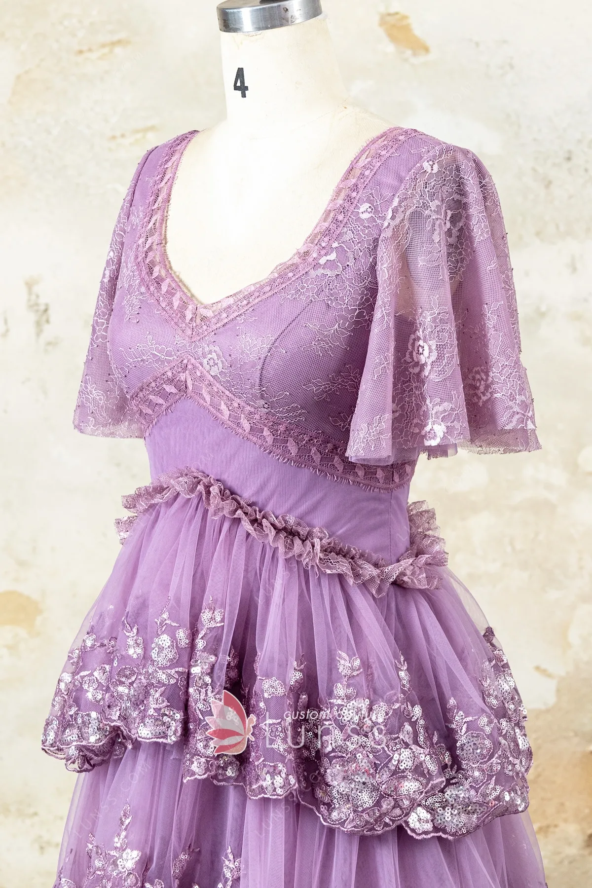 elegant v neck flutter sleeve anniverasy dress elegant v neck flutter sleeve anniverasy dress