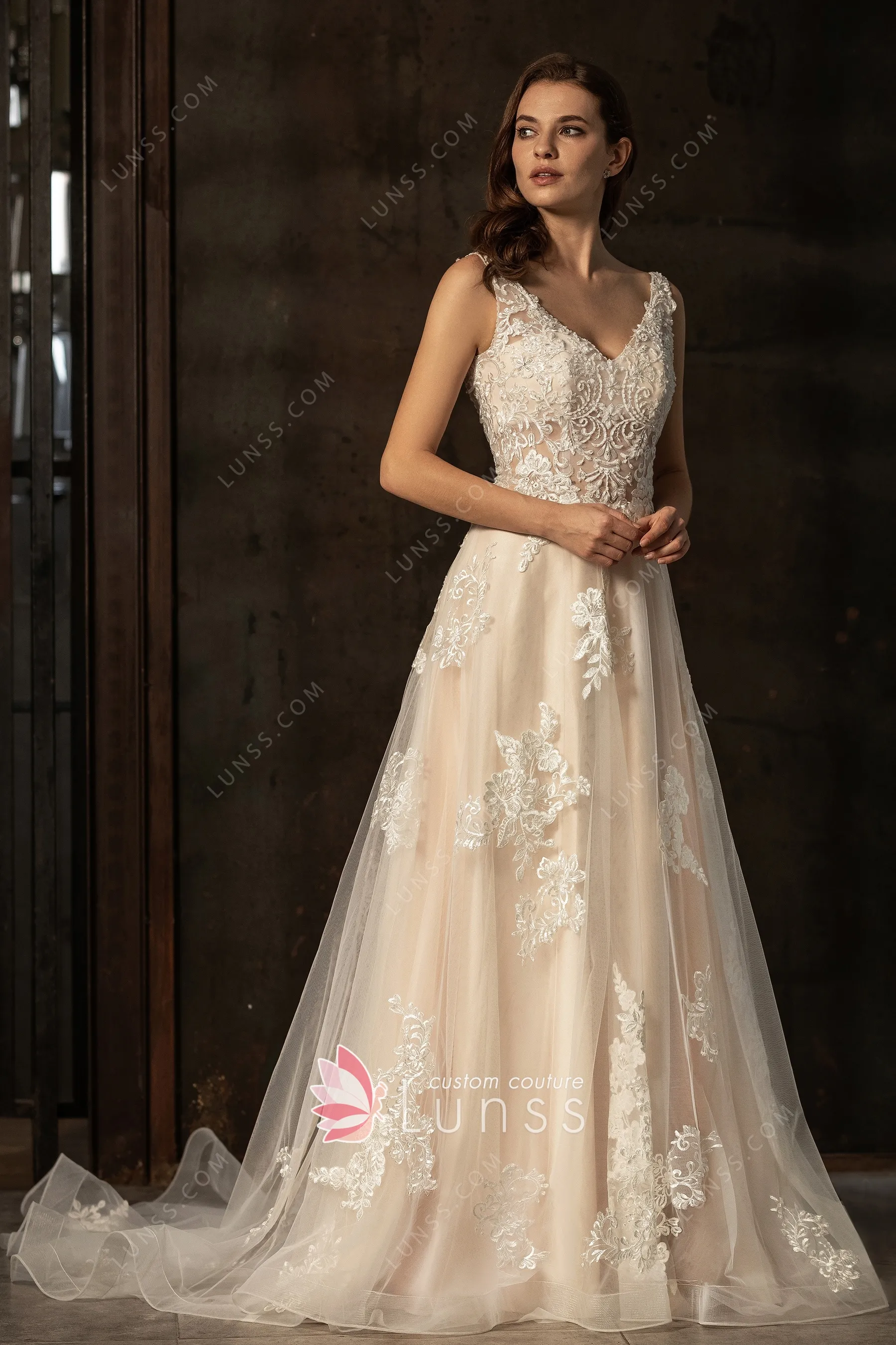 champagne bridal dress