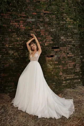 illusion beaded lace organza a line sexy wedding dress