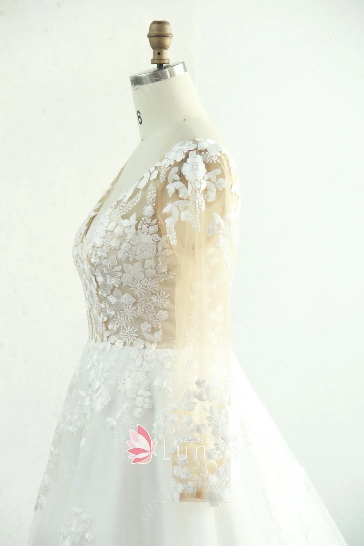 sheer long sleeves lace andtulle wedding dress sheer long sleeves lace andtulle wedding dress