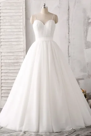 sweetheart neckline spaghetti straps wedding ball gown