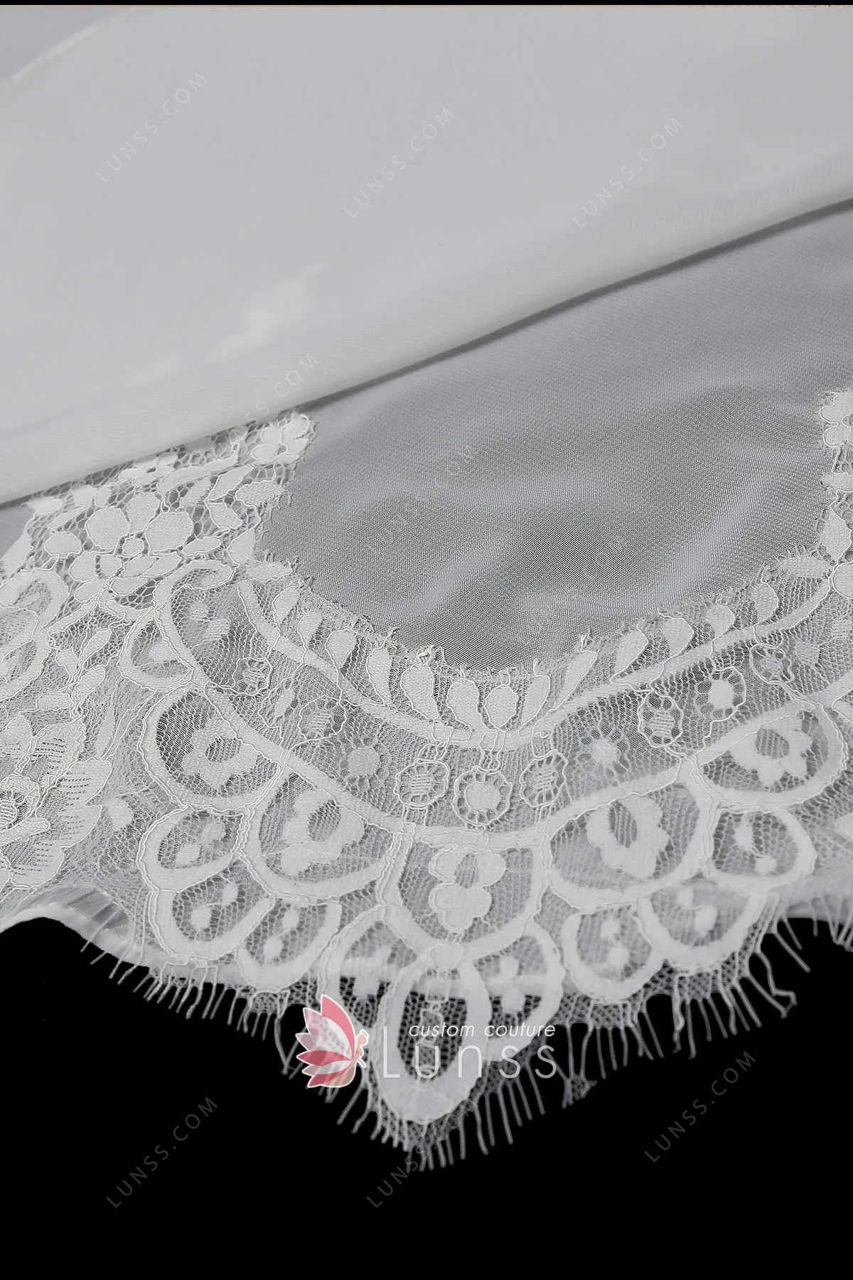 Ivory Flowy Lace Chiffon Off shoulder Beach Wedding Dress Lunss