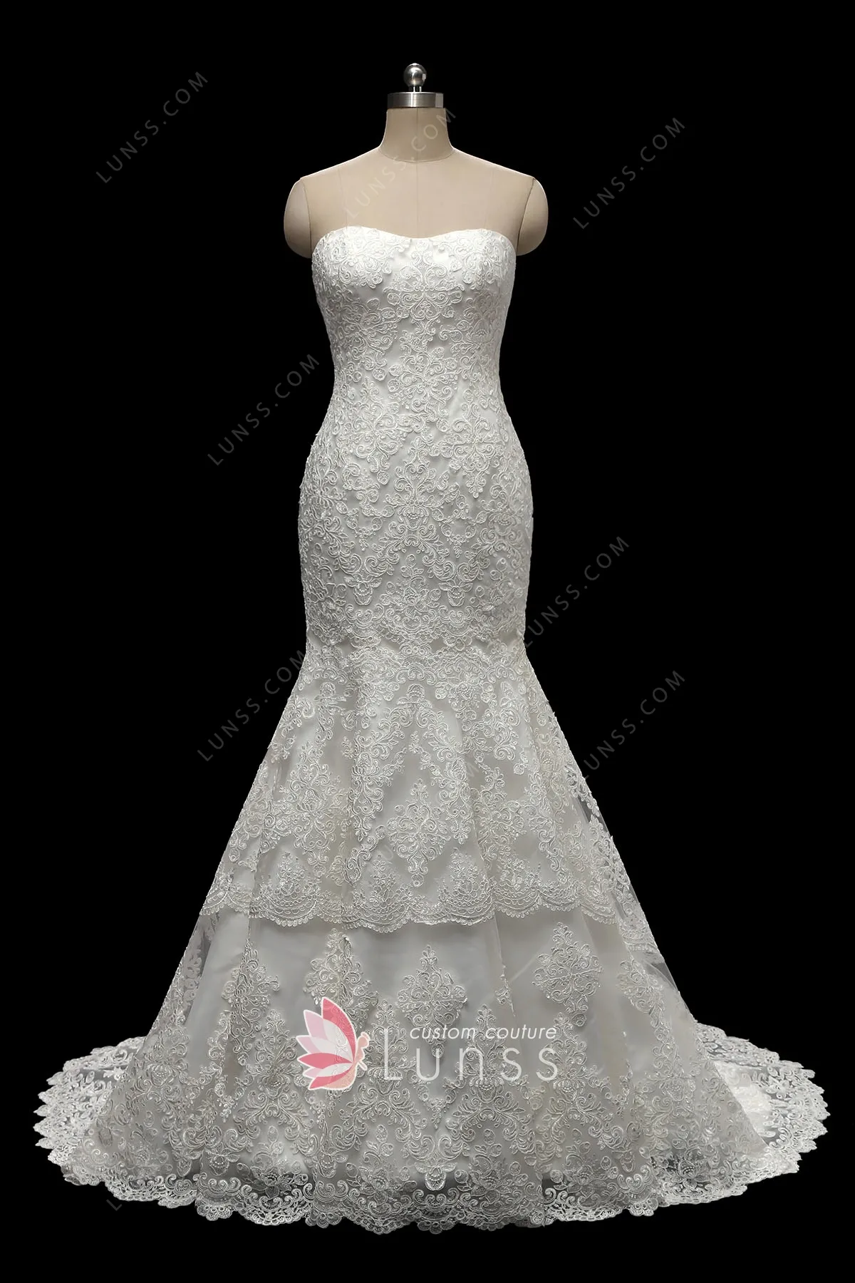 Ivory Spaghetti Strap Backless Trumpet Wedding Dress WD722
