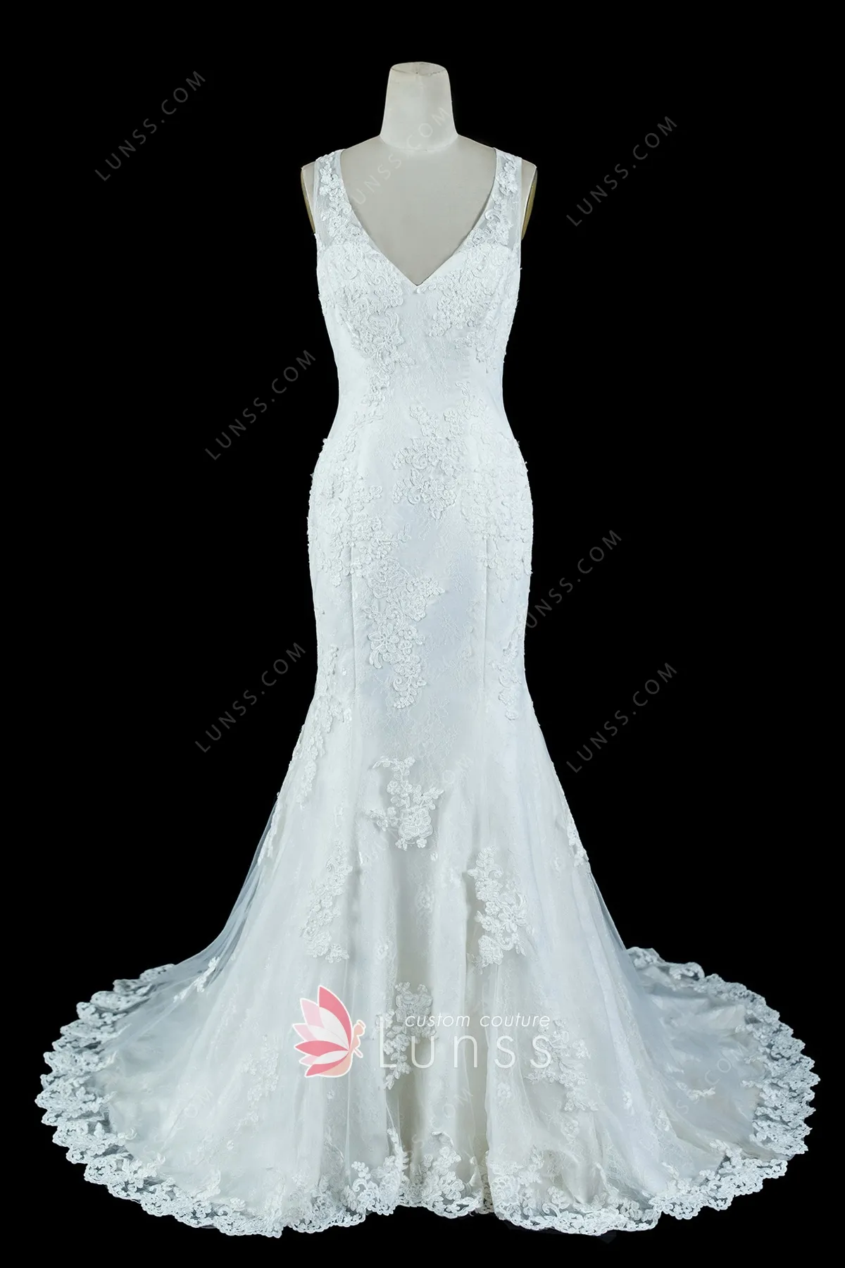 Ivory Lace Sweetheart Vneckline Mermaid Wedding Dress Lunss