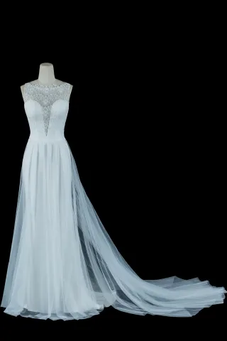 illusion sheer lace and tulle flirty beach wedding dress