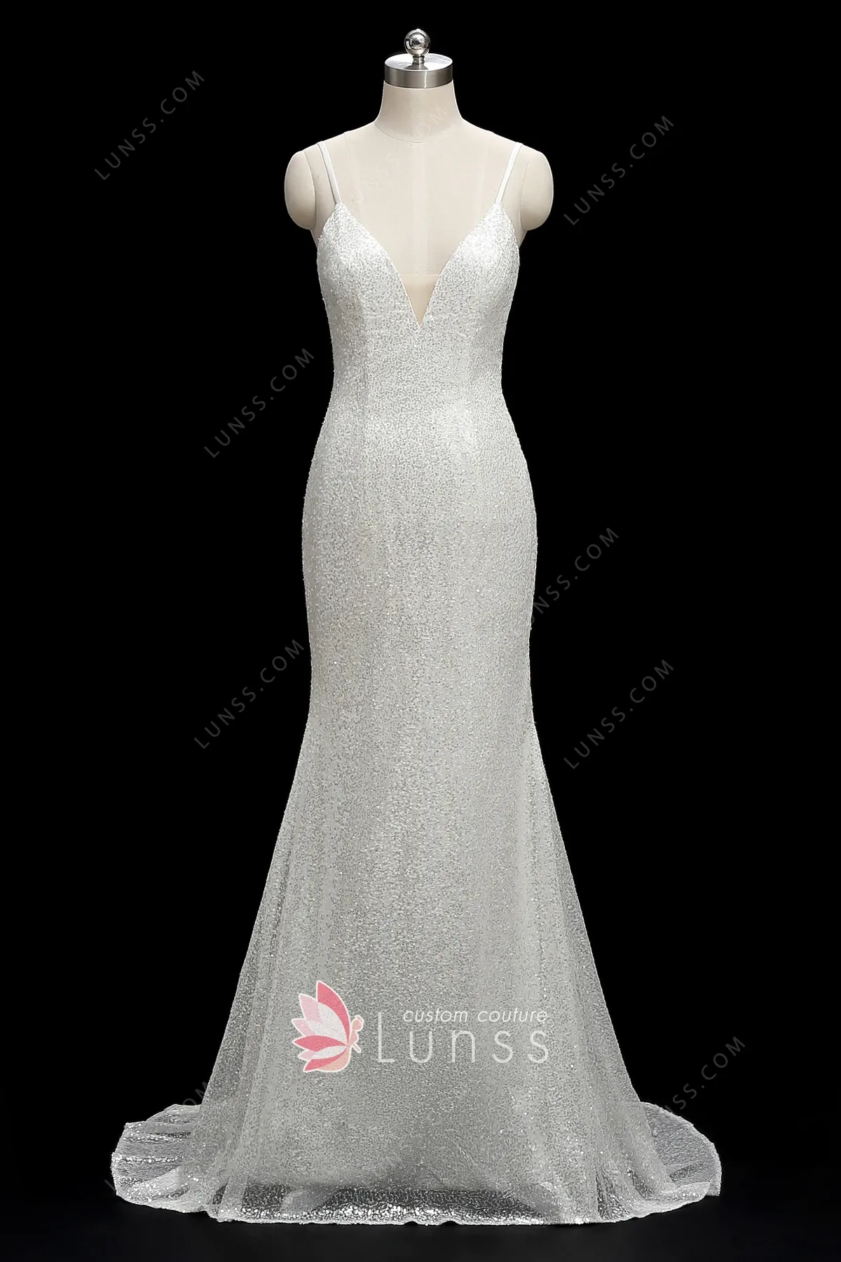Sexy Illusion Neck Rhinestones Glitter Sequin Mermaid Dress Metallic Gold main image 0