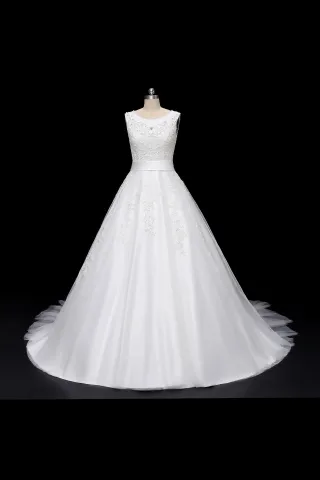pearls beaded jewel neckline lace satin wedding ball gown