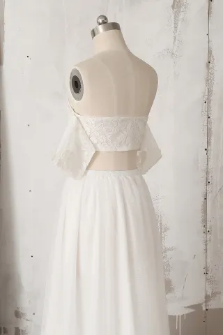 ivory lace and tulle two piece wedding dress