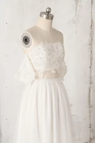 ivory lace off the shoulder wedding dress