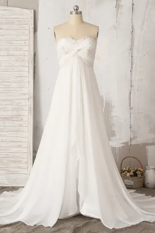 gold glitter lace empire waist ivory chiffon bridal dress