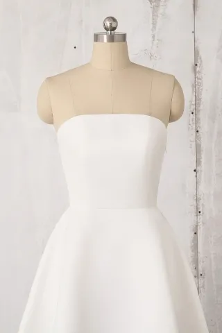 strapless ivory satin bridal shower dress